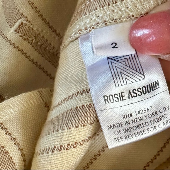 Rosie Assoulin Brown Striped Wide Leg Cuffed Pants Sz 2 - Picture 4 of 6